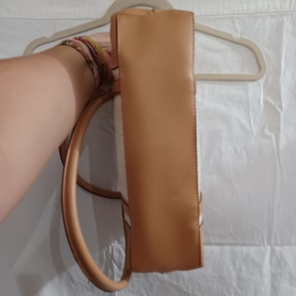 Liz Claiborne Shoulder Bag Purse Cream Weave Satchel - Picture 5 of 9